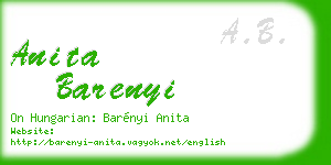 anita barenyi business card